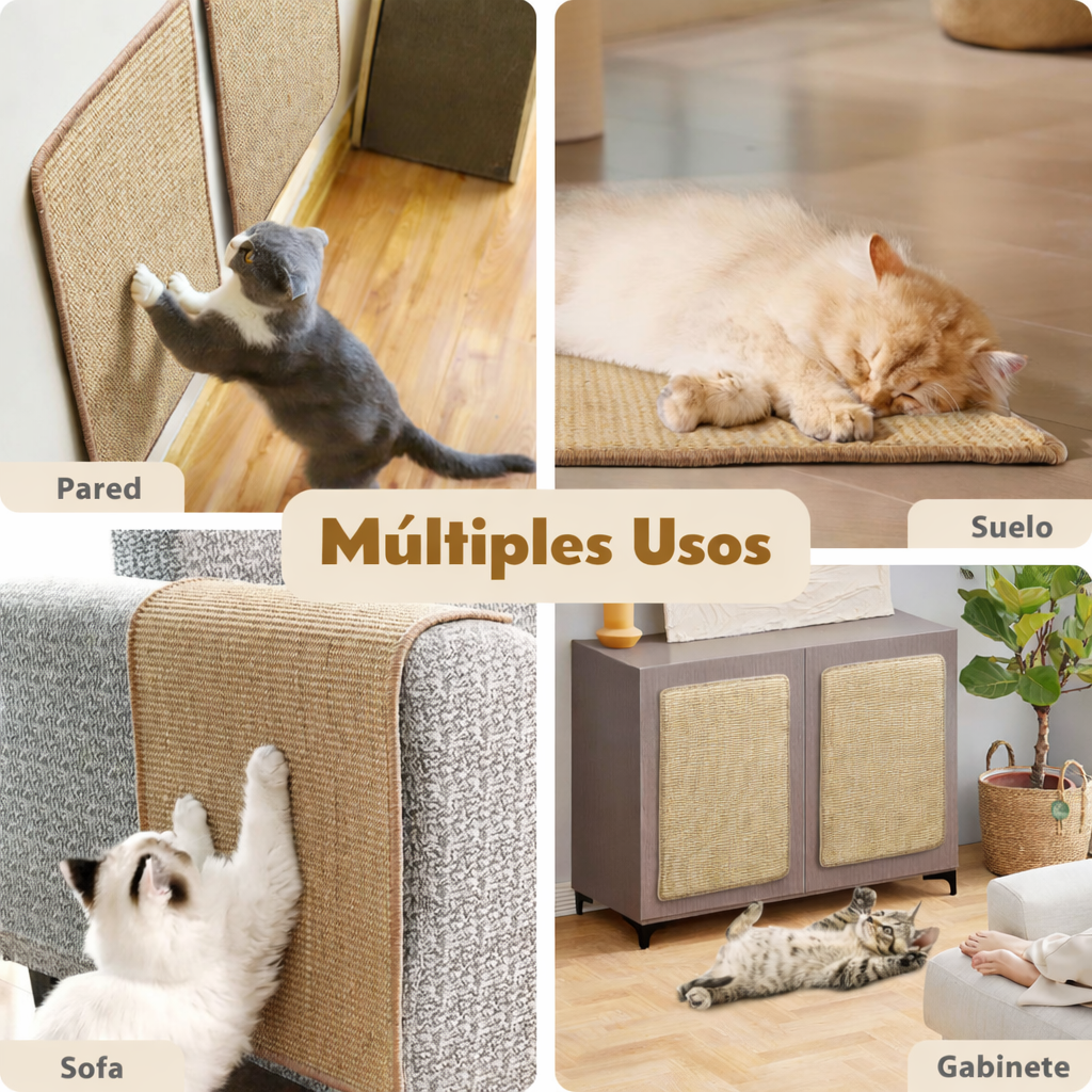 Alfombra rascadora para gatos de sisal natural Nobleza, pack de 2