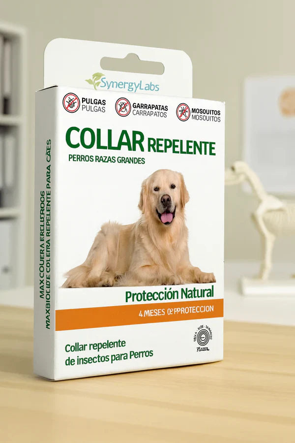 Collar Repelente + 3 Pipetas Naturales para Perros Grandes