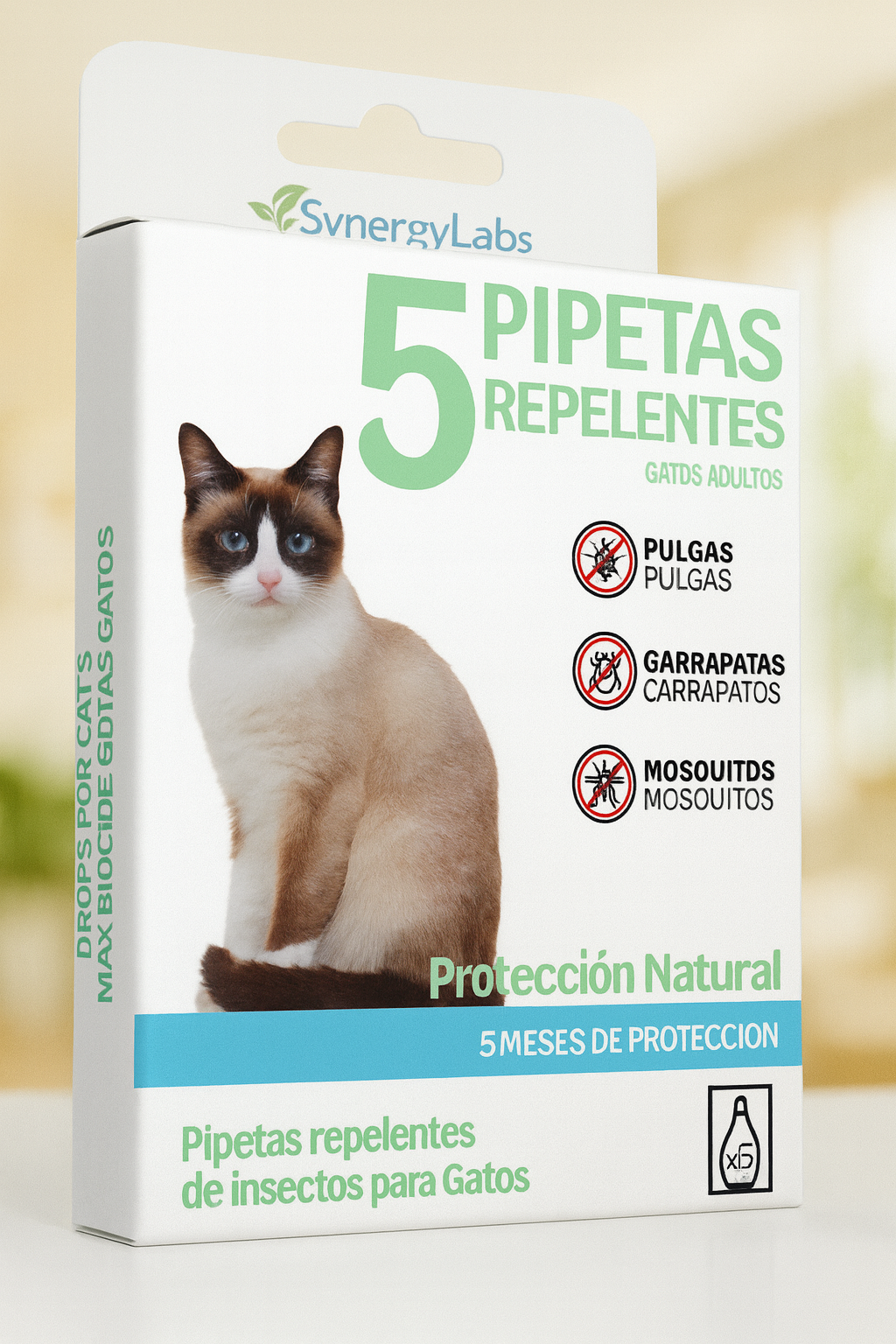 Pipetas repelentes naturales para gatos adultos, caja de 5