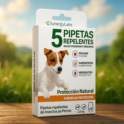Collar Repelente + 5 Pipetas Naturales para Perros Medianos