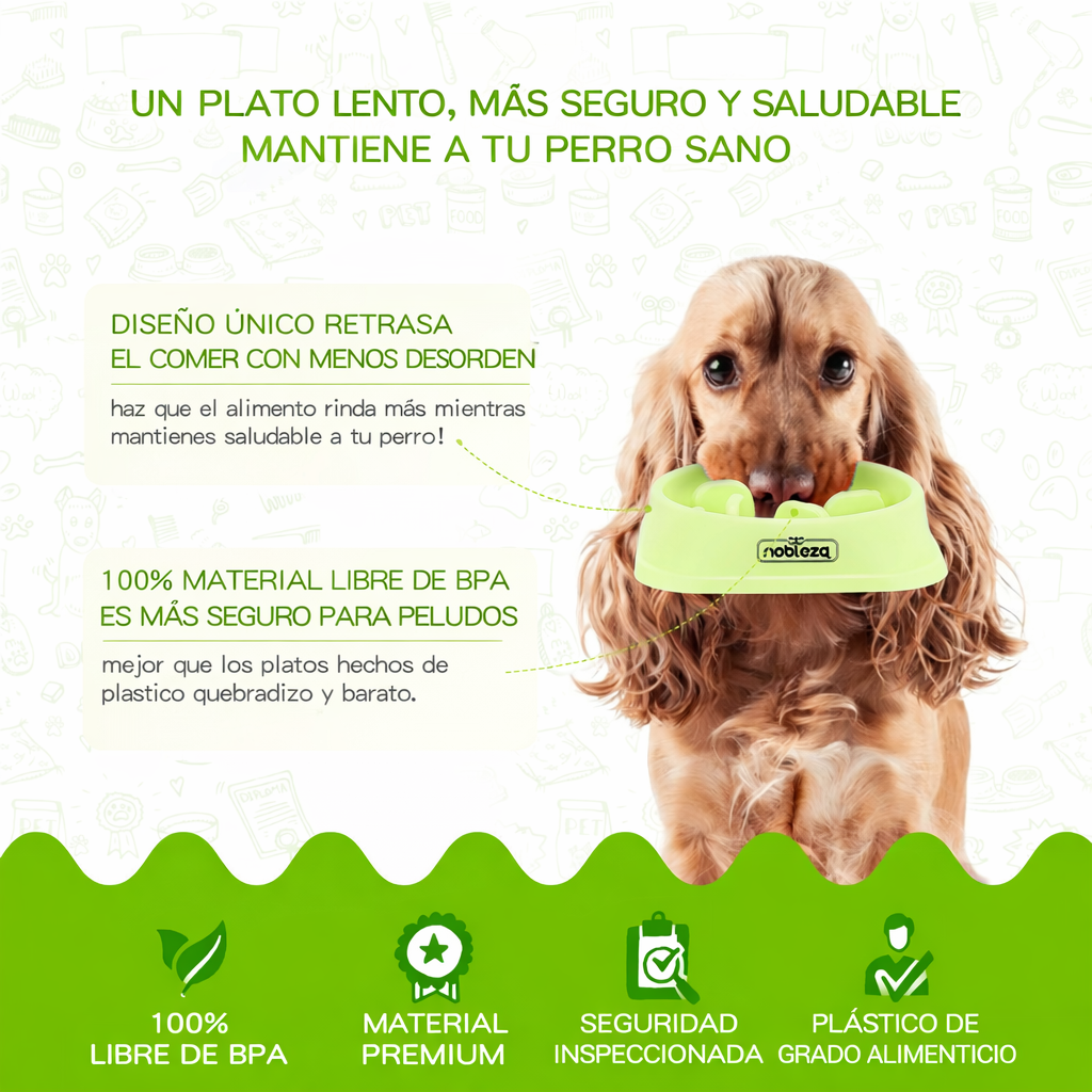 Comedero antivoracidad verde Nobleza para perros