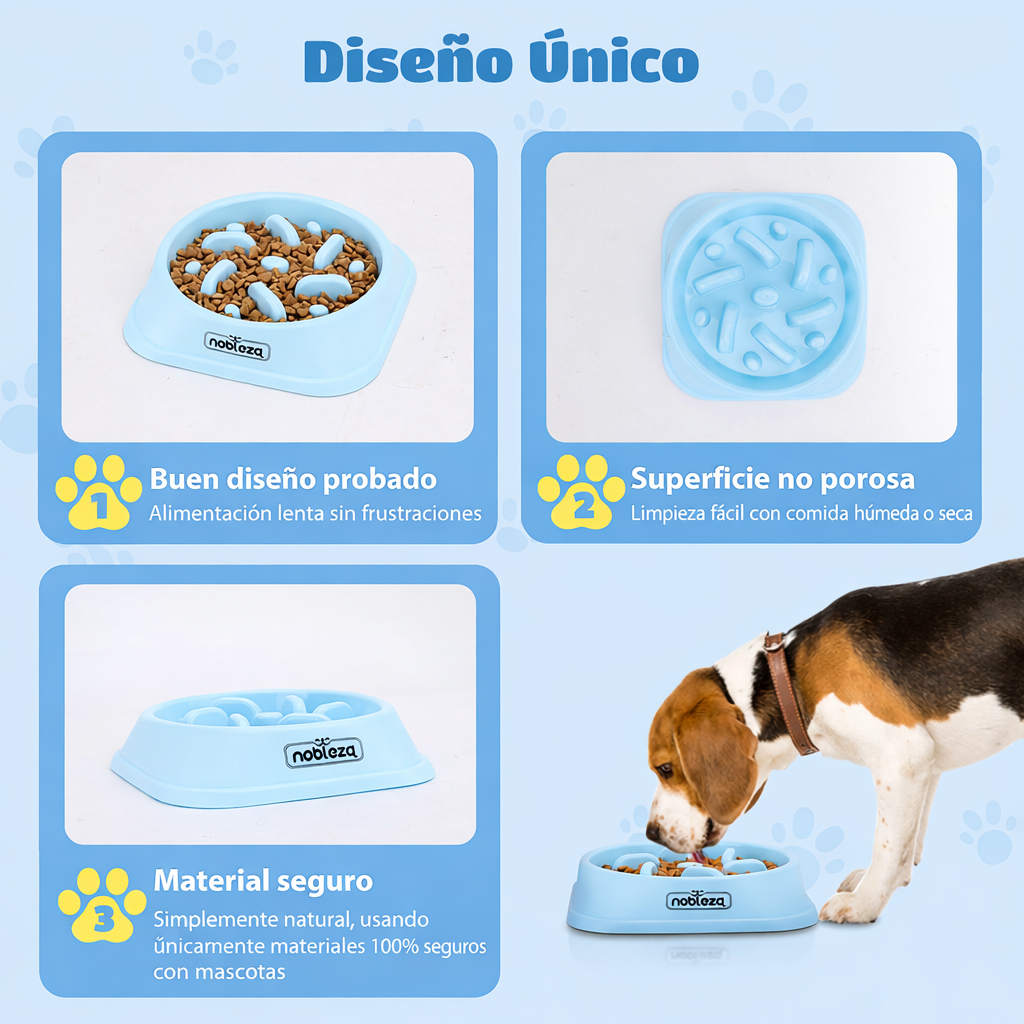 Comedero antivoracidad azul Nobleza para perros