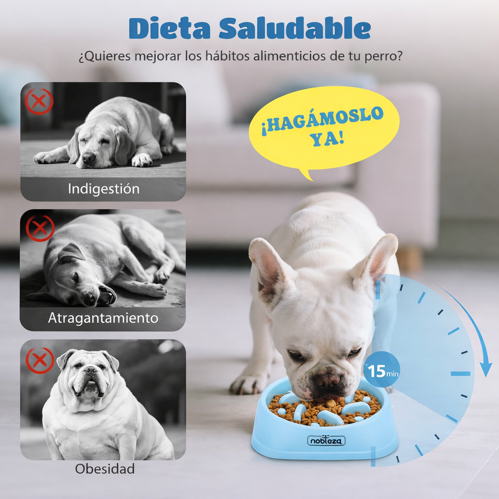 Comedero antivoracidad azul Nobleza para perros