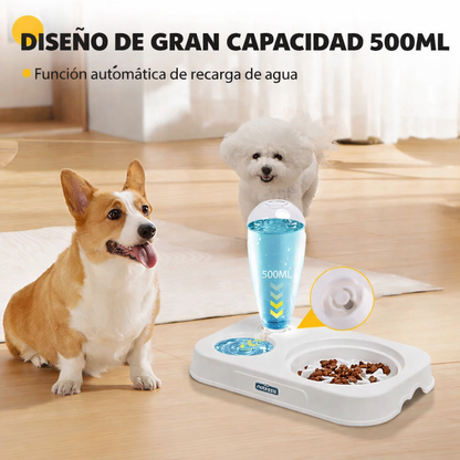Comedero elevado Nobleza 2 en 1 con dispensador de agua