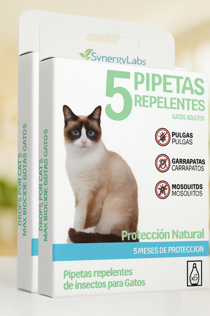 Pipetas repelentes naturales para gatos adultos, caja de 5