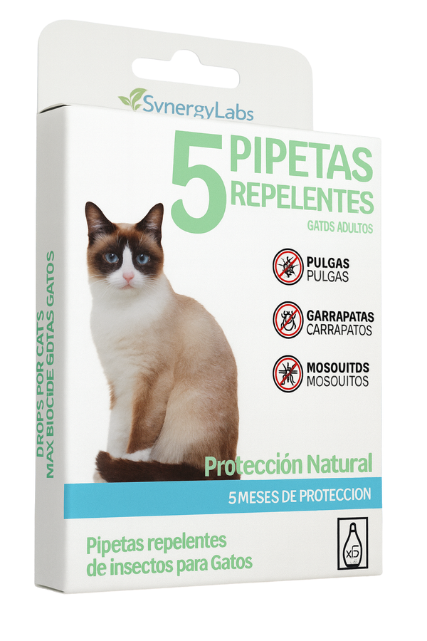 Pipetas repelentes naturales para gatos adultos, caja de 5
