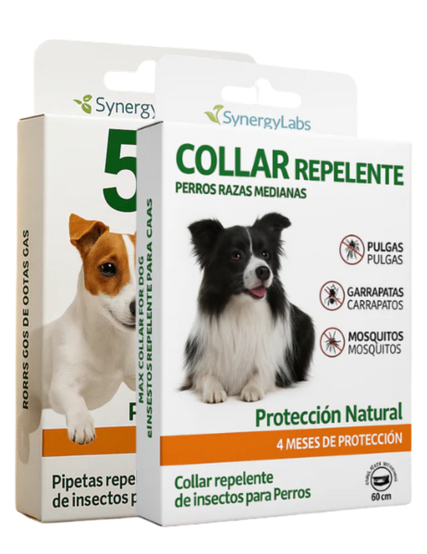Collar repelente y pipetas naturales para perros medianos