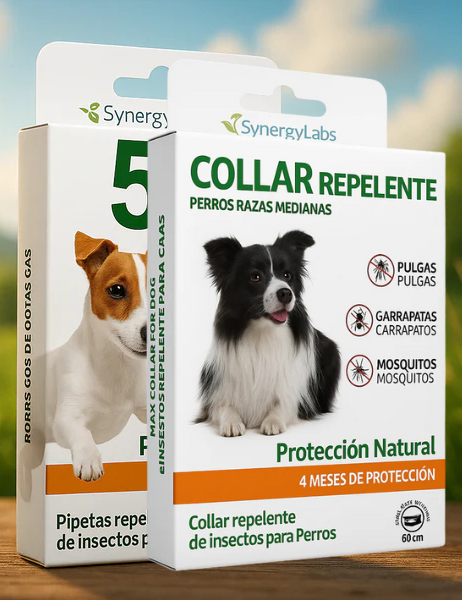 Collar repelente y pipetas naturales para perros medianos