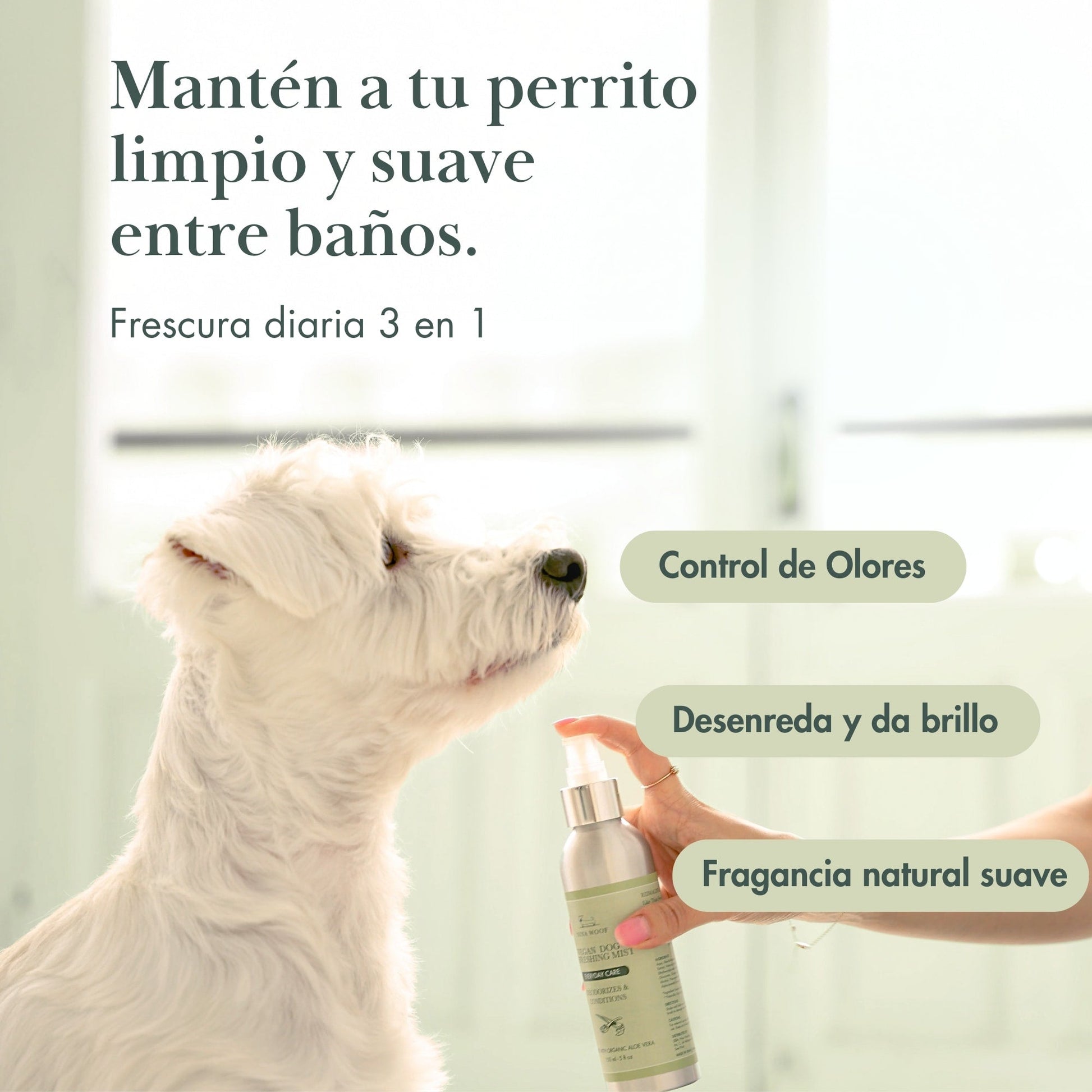 Detalle del Spray Desodorizante Vegano para Perros - Nina Woof