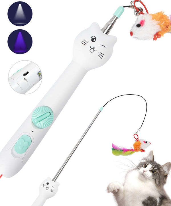 Juguete interactivo para gatos Nobleza con varita, pluma y luz LED