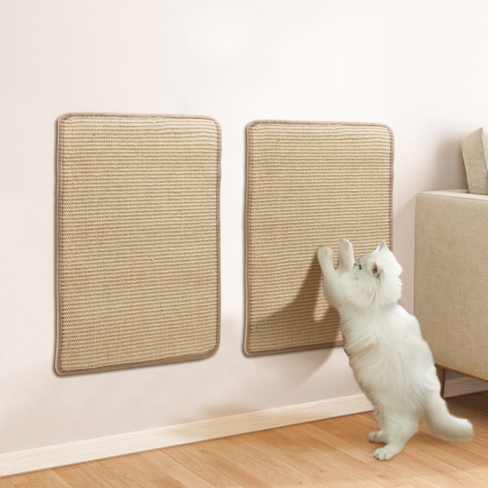 Alfombra rascadora para gatos de sisal natural Nobleza, pack de 2