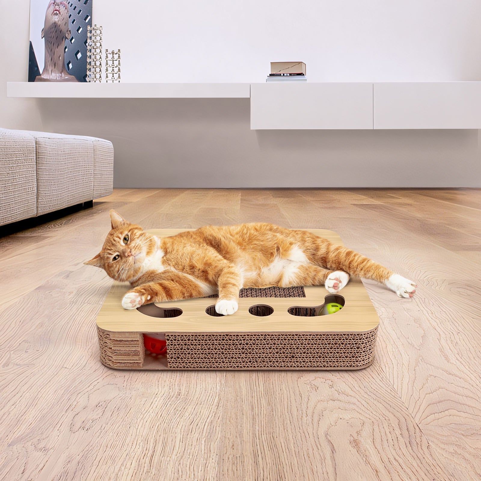 Rascador de cartón para gatos Nobleza con catnip