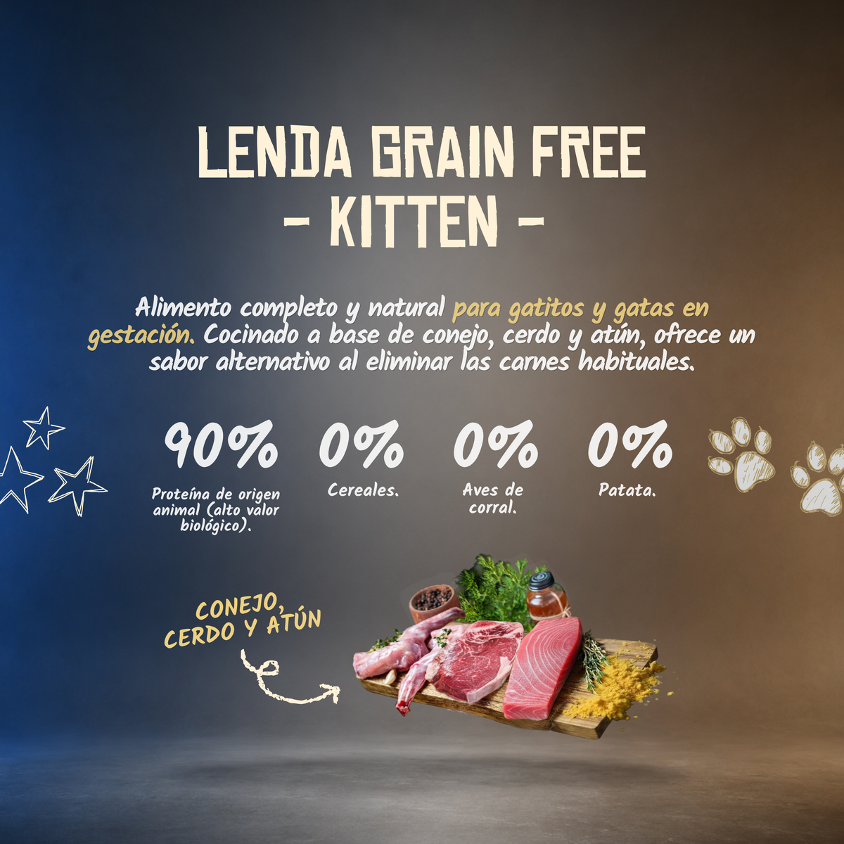Lenda Grain Free Kitten - Cerdo, Conejo y Atún