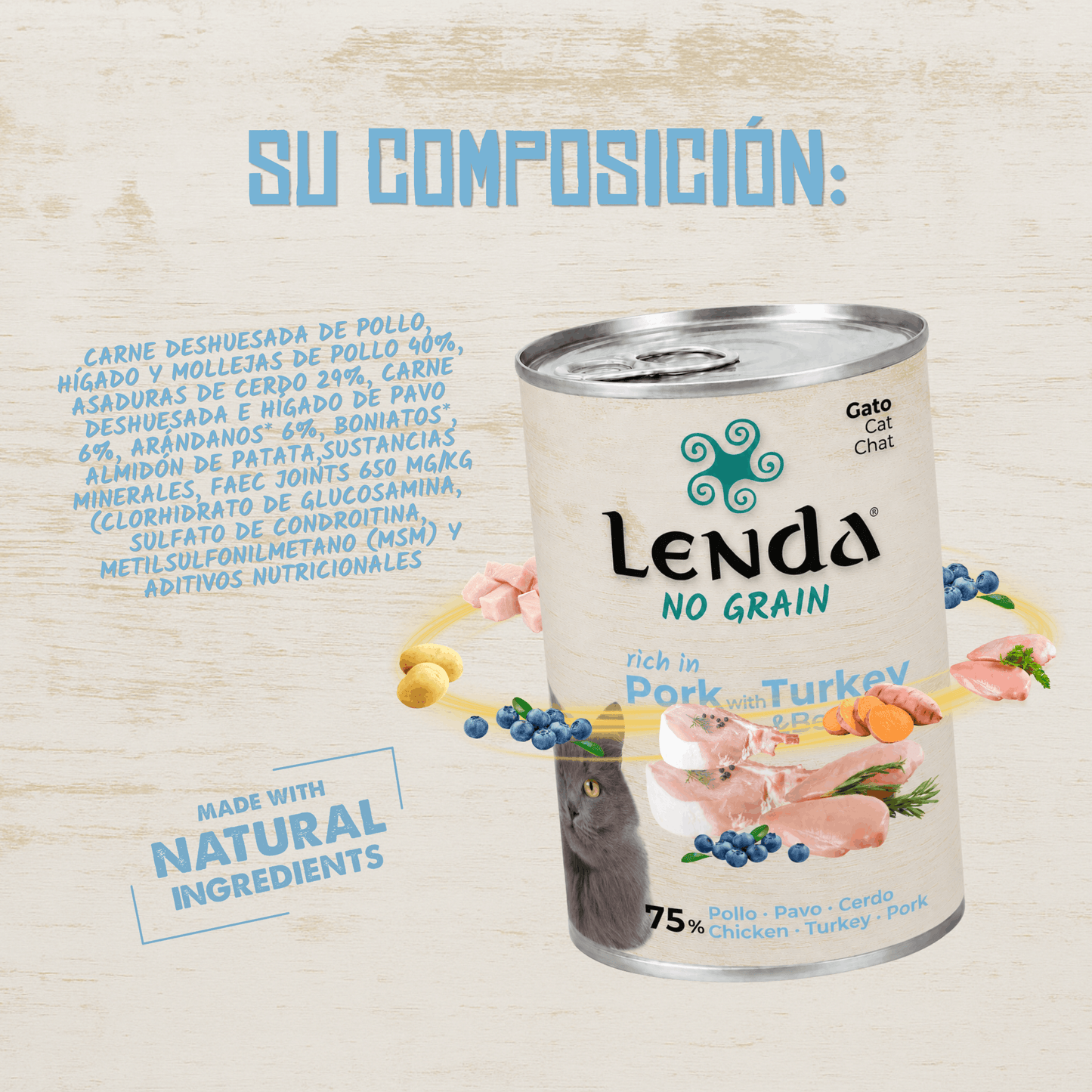 Lenda Paté Gato Cerdo con Pavo y Arándanos