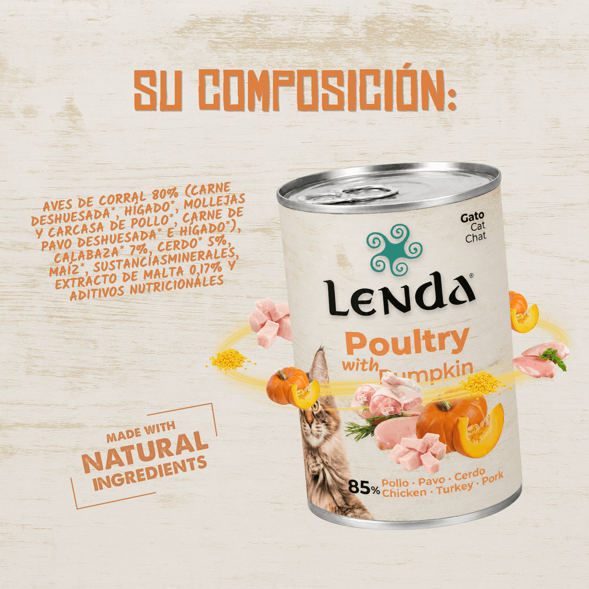 Lenda Paté Gato Aves de Corral y Calabaza
