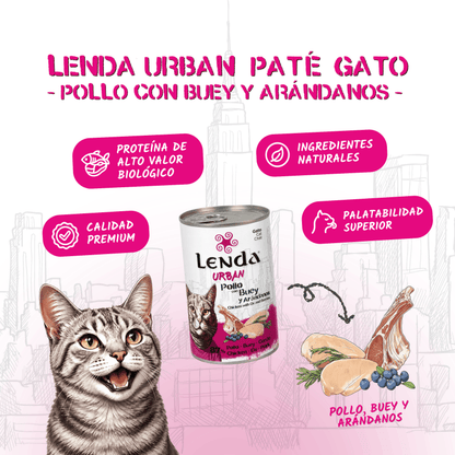 Lenda Urban Paté Gato de Pollo con Buey y Arándanos