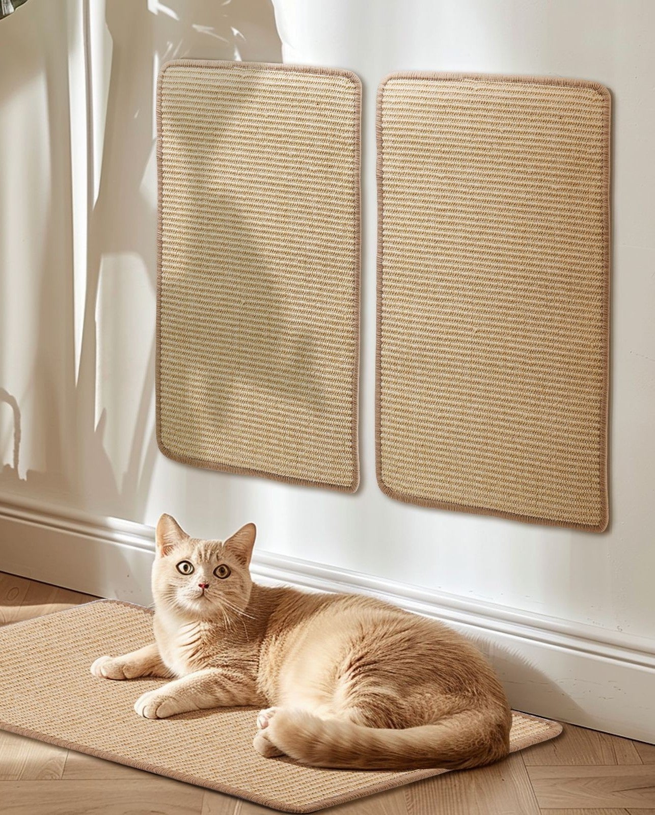 Alfombra rascadora para gatos de sisal natural Nobleza, pack de 2